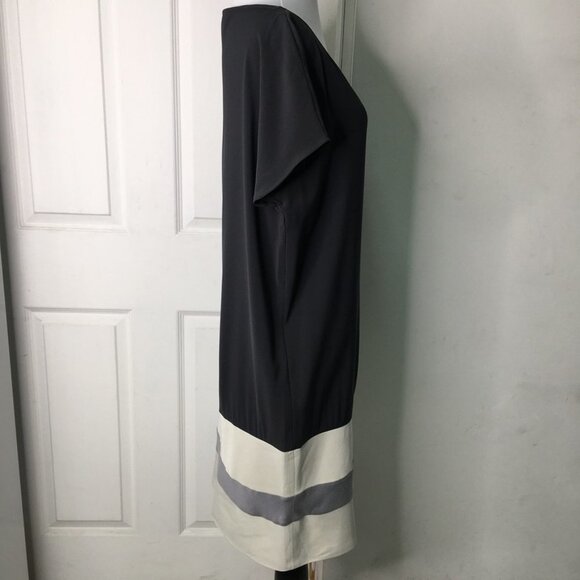 MaxMara Women's Short Sleeve Shift Dress Gray and White Size Medium Color Block - Picture 6 of 16